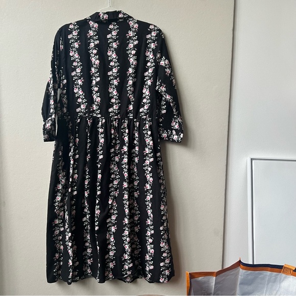 Vintage Black & White Floral Dress + Pink/Yellow - Picture 7 of 9